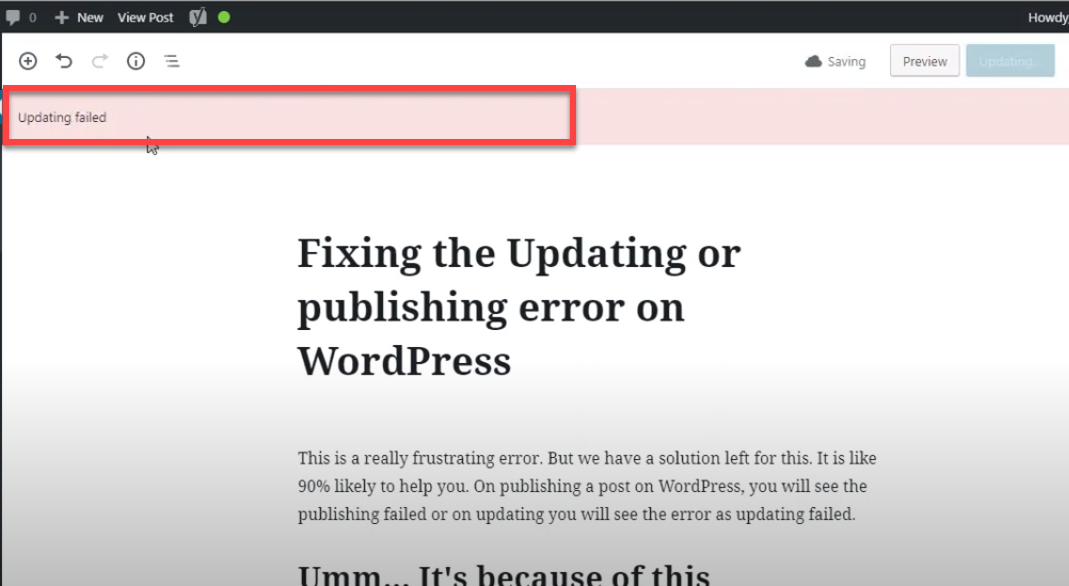 Como corrigir o erro "Falha na atualização do WordPress" (guia visual)