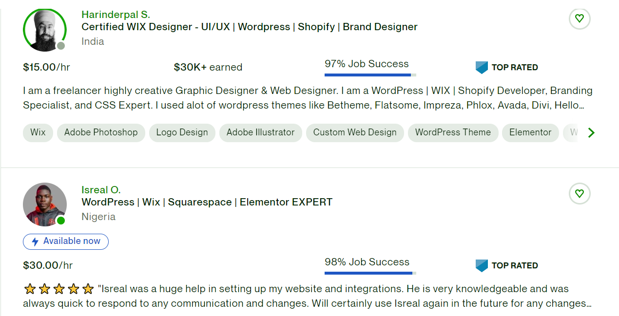 Quanto os designers de wix cobram por seus serviços