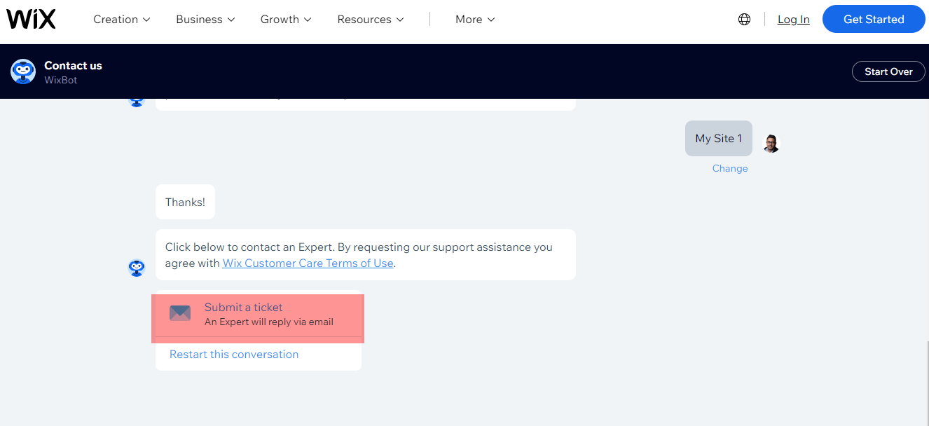 Como entrar em contato com o suporte ao cliente Wix (6 métodos visuais)