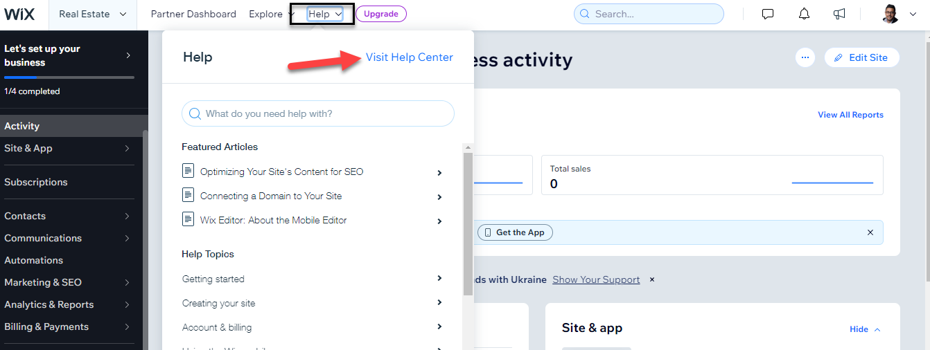 Como entrar em contato com o suporte ao cliente Wix (6 métodos visuais)