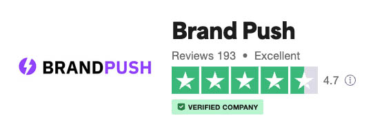 Avaliações do BrandPush Trustpilot mostrando classificações positivas